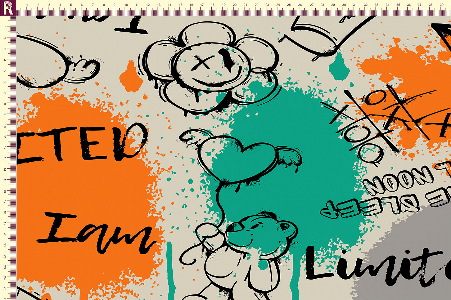 Т684 Граффити мишка 9552 8030 17-1502 16-5533 17-1350