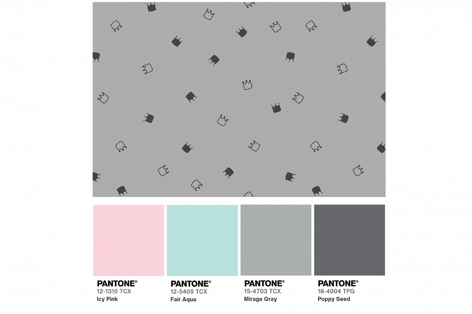 Ткань с принтом Милые короны Т698_7