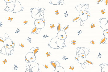 картинка Т617 Зайчики и бабочки, colour 9050а/8011/3033*(ma), Футер, 30/20, пачка, кардная с начесом, 190 gr, 100% хлопок, принт_пигмент, Rutkani от компании Руткани