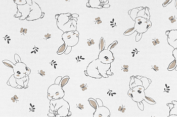 картинка Т699 Зайчики и птички, colour 9000/8001/4002*(ru), Кулирная гладь, 30/1 (ru), пачка 95-100 см, кардная, 145-150 gr, 100% хлопок, принт_пигмент, Руткан от компании Руткани