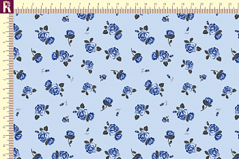 картинка Т613 Маленькие розочки 9061а_8001_5002 (синие розочки на голубом фоне) от компании Руткани