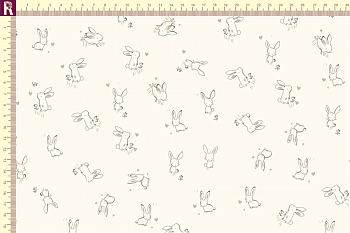 картинка Т507 зайки фон экрю набивка бежевый графитовый от компании Руткани