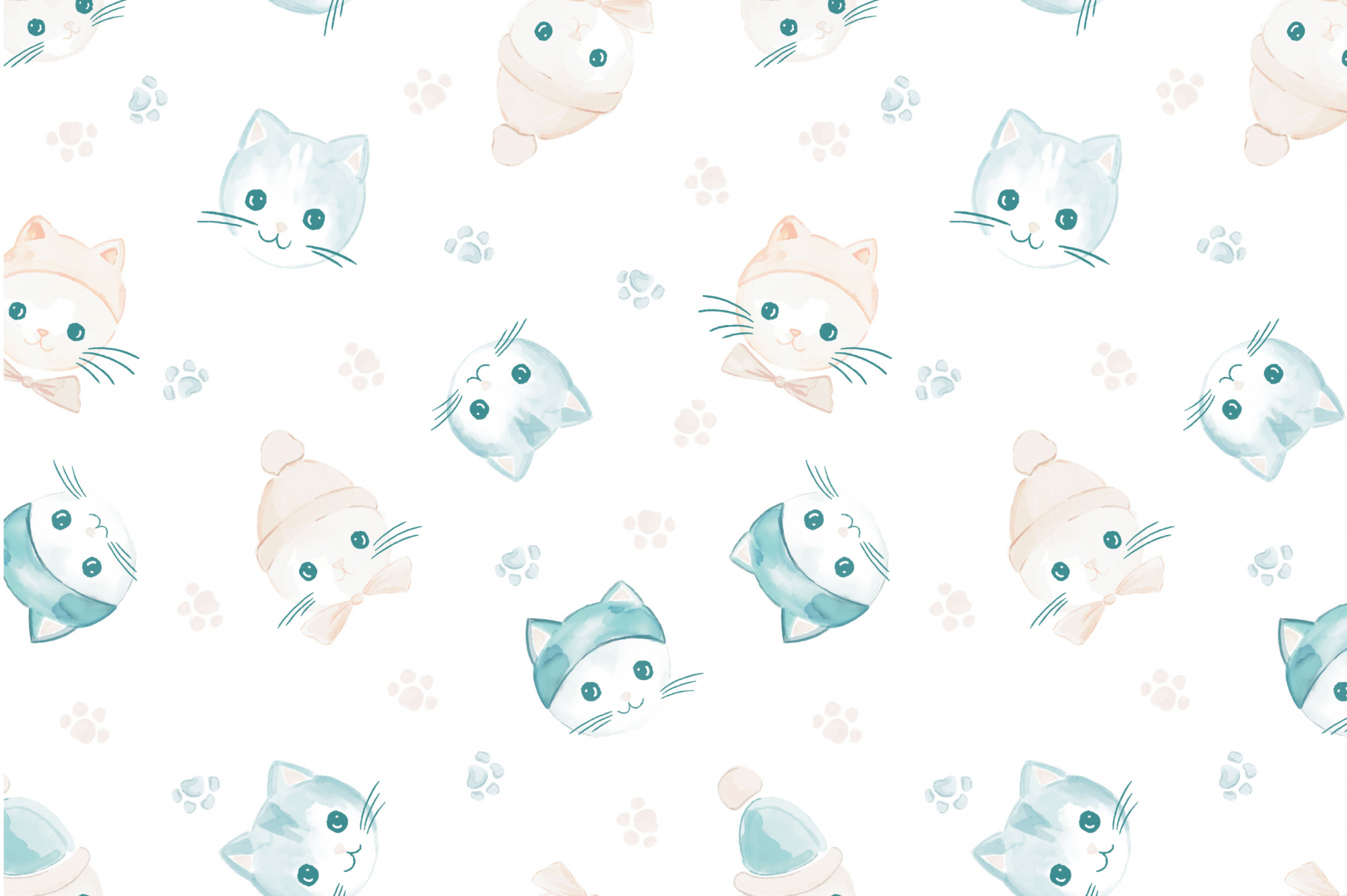 картинка Ткань с принтом Зимние котики Т692_3 от компании Руткани