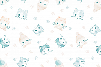 картинка Ткань с принтом Зимние котики Т692_3 от компании Руткани картинка Ткань с принтом Зимние котики Т692_3 от компании Руткани