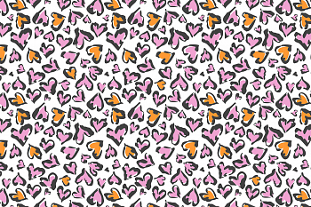 картинка Т608 Леопардовые сердечки 9000_8001_3006_2029 (желтые и розовые сердечки на белом фоне) от компании Руткани