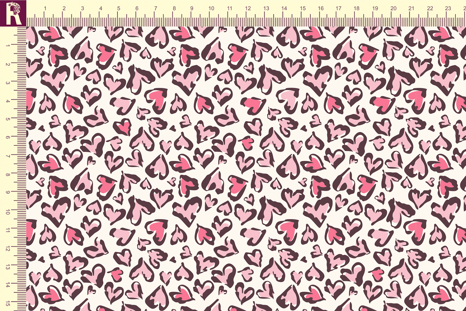 Т608 Леопардовые сердечки 9050а_4018_2008_2015 (розовые сердечки на молочном фоне)