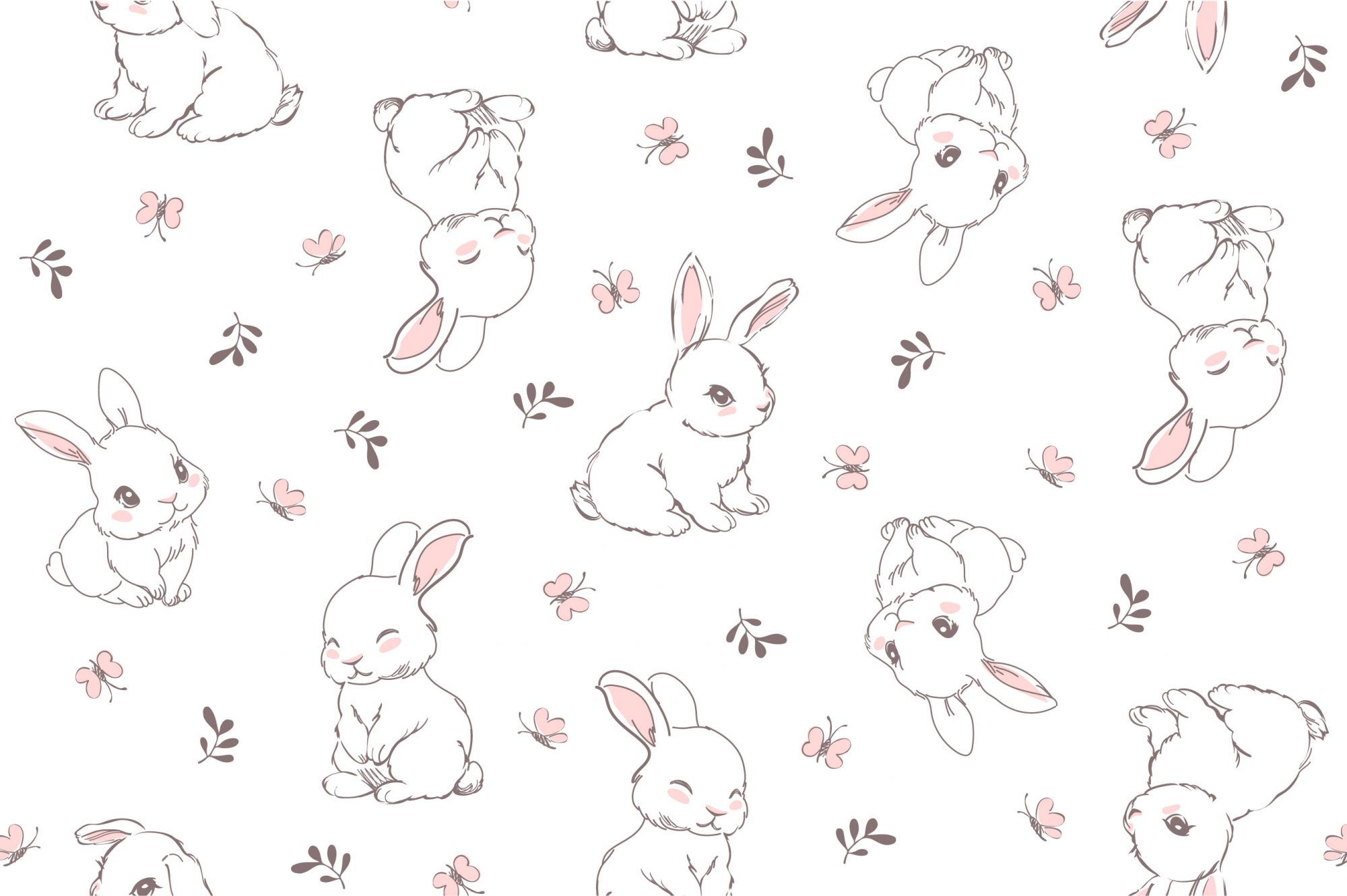 картинка Ткань с принтом Зайчики и бабочки Т617-2 от компании Руткани