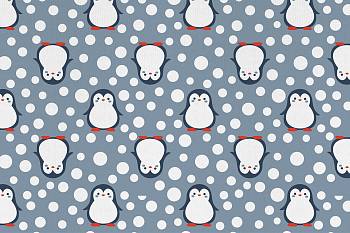 картинка Т564 Пингвины, colour 9000/5006/9005/8011*(ru), Кулирная гладь, 30/1 (ru), пачка 95-100 см, кардная, 145-150 gr, 100% хлопок, принт_пигмент, Rutkani от компании Руткани