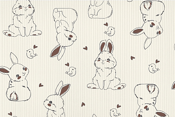 картинка Т617 Зайчики и птички, colour 9050а/8001/4066*(ma), Интерлок с выставом (3х1), 40/1, пачка, пенье, 180 gr, 100% хлопок, принт_пигмент, Rutkani от компании Руткани