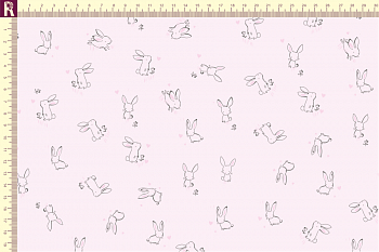 картинка Т507 зайки фон светло розовый набивка розовый графитовый от компании Руткани