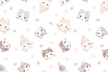 картинка Ткань с принтом Зимние котики Т692_1 от компании Руткани