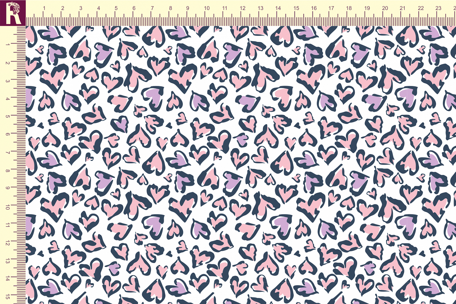 Т608 Леопардовые сердечки 9000_5006_2028_2015 (сиреневые и розовые сердечки на белом фоне)