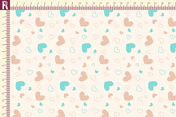картинка Т127 Сердечки 9050а_6022_4026(ментоловые и бежевые сердца на молочном фоне) от компании Руткани