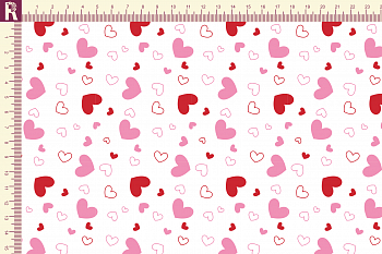 картинка Т127 Сердечки 9000_9001_2029(красные и розовые сердца на белом фоне) от компании Руткани