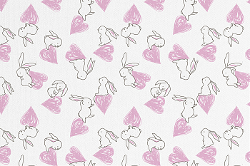 картинка Т513 Зайцы с сердцами, colour 9000/8001/2001*(ru), Кулирная гладь, 30/1 (ru), пачка 95-100 см, кардная, 145-150 gr, 100% хлопок, принт_пигмент, Руткан от компании Руткани