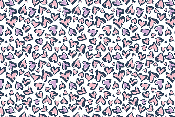картинка Т608 Леопардовые сердечки 9000_5006_2028_2015 (сиреневые и розовые сердечки на белом фоне) от компании Руткани