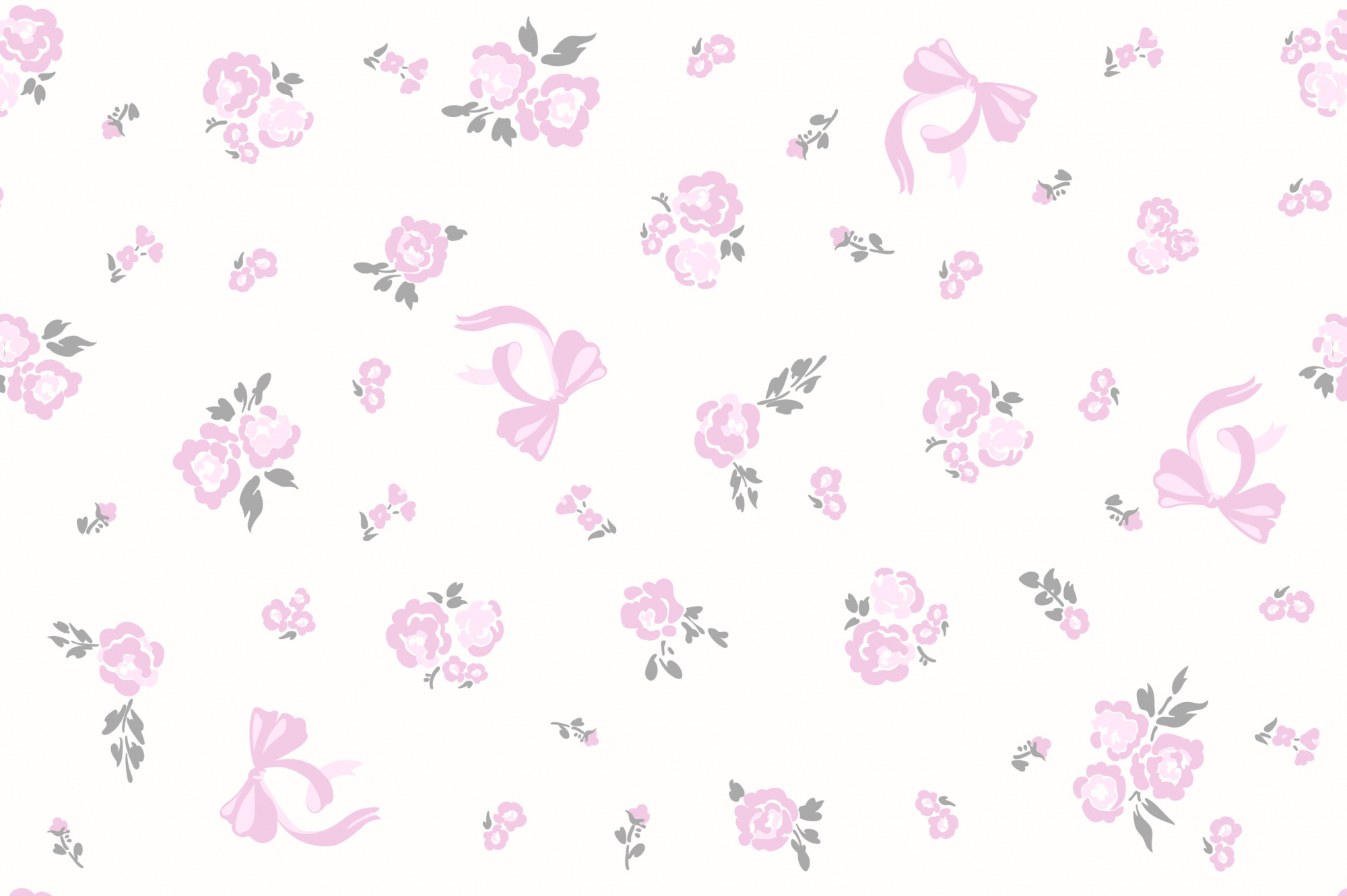 картинка Ткань с принтом Бантики и розы Т686_4 от компании Руткани