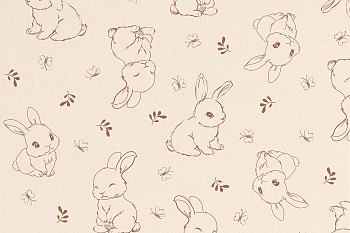 картинка Т617а Зайчики и бабочки (контур), colour 9050а/4056*(ru), Интерлок, 40/1 (ru), пачка 95 см, компакт, 175 gr, 100% хлопок, принт_пигмент, Руткани RUTKA от компании Руткани