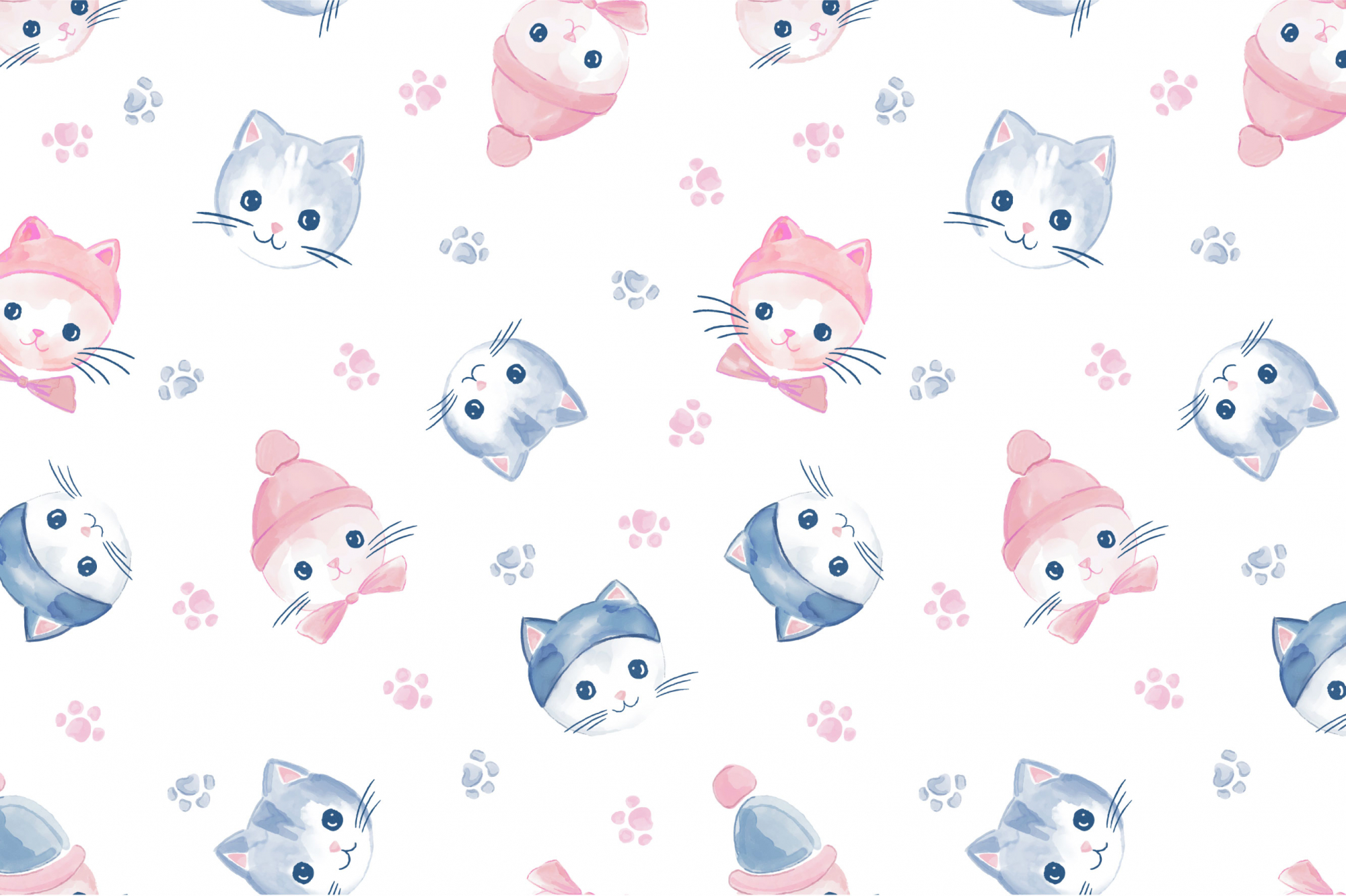 картинка Ткань с принтом Зимние котики Т692_4 от компании Руткани