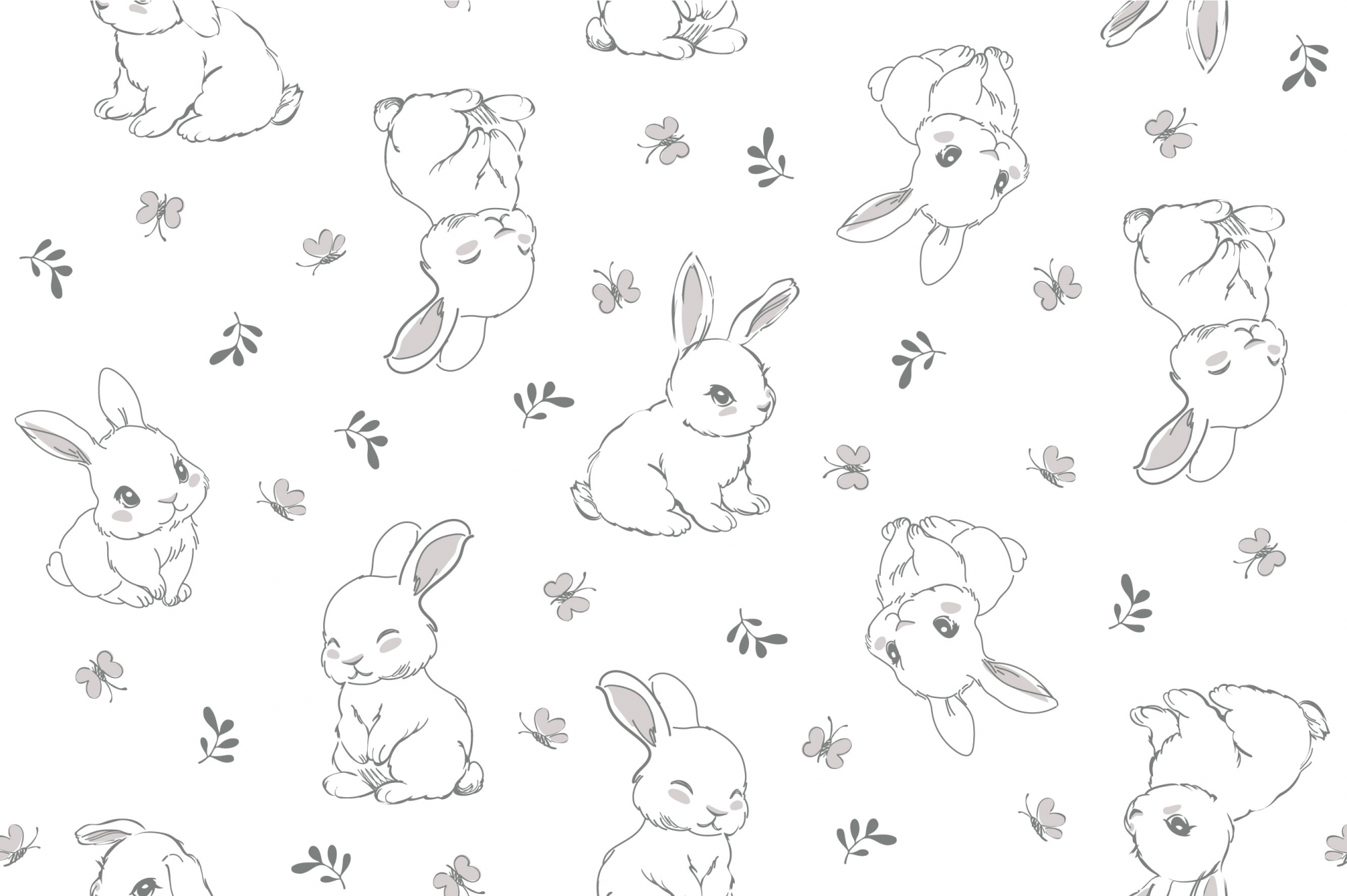 картинка Ткань с принтом Зайчики и бабочки Т617-1 от компании Руткани