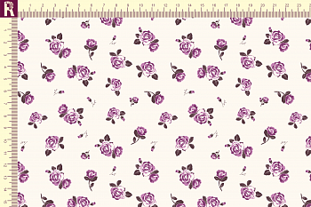 картинка Т613 Маленькие розочки 9050а__4018_2022 (фиолетовые розочки на молочном фоне) от компании Руткани