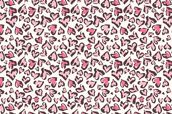 картинка Т608 Леопардовые сердечки 9050а_4018_2008_2015 (розовые сердечки на молочном фоне) от компании Руткани