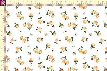 картинка Т613 Маленькие розочки 9000_6017_3006 ( желтые розочки на белом фоне) от компании Руткани