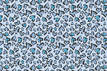картинка Т608 Леопардовые сердечки 9061а_8001_7017_7028 (голубые сердечки на светло-голубом фоне) от компании Руткани