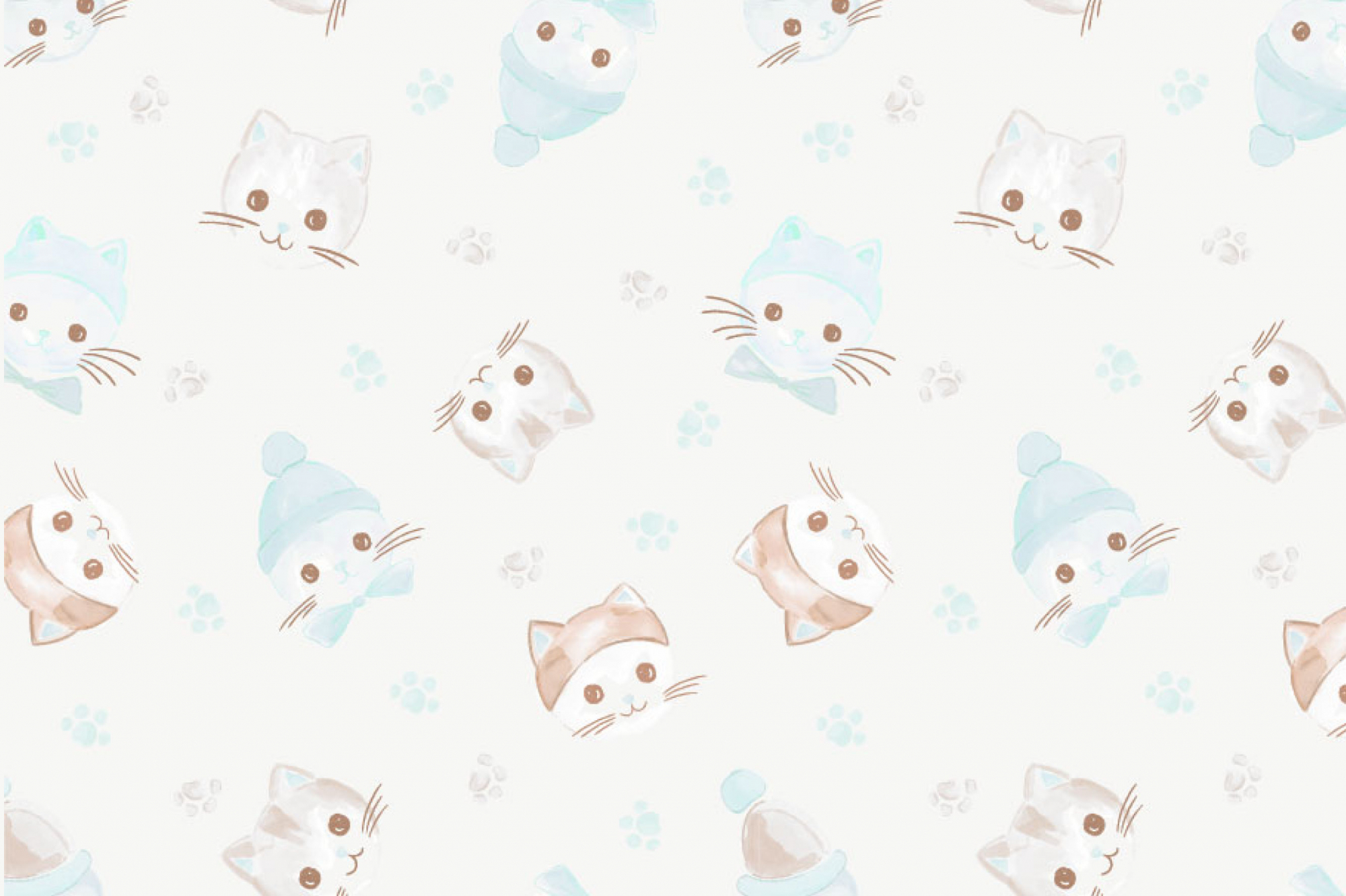 картинка Ткань с принтом Зимние котики Т692_5 от компании Руткани