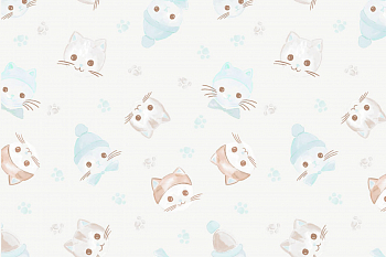 картинка Ткань с принтом Зимние котики Т692_5 от компании Руткани картинка Ткань с принтом Зимние котики Т692_5 от компании Руткани