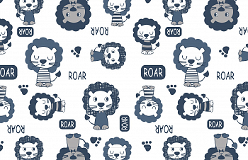 картинка Т559 Львёнок ROAR, colour 9000/5006/8010*(ma), Кулирная гладь, 30/1, пачка, кардная, 145 gr, 100% хлопок, принт_пигмент, Rutkani от компании Руткани