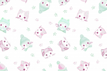 картинка Ткань с принтом Зимние котики Т692_8 от компании Руткани