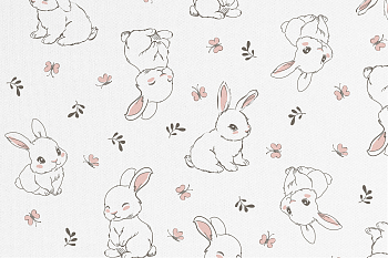 картинка Т699 Зайчики и птички, colour 9000/8001/2020*(ma), Футер, 30/20, пачка, кардная с начесом, 190 gr, 100% хлопок, принт_пигмент, Руткани RUTKANI от компании Руткани
