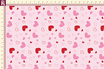 картинка Т127 Сердечки 9509а_9001_2029(красные и розовые сердца на светло-розовом фоне) от компании Руткани