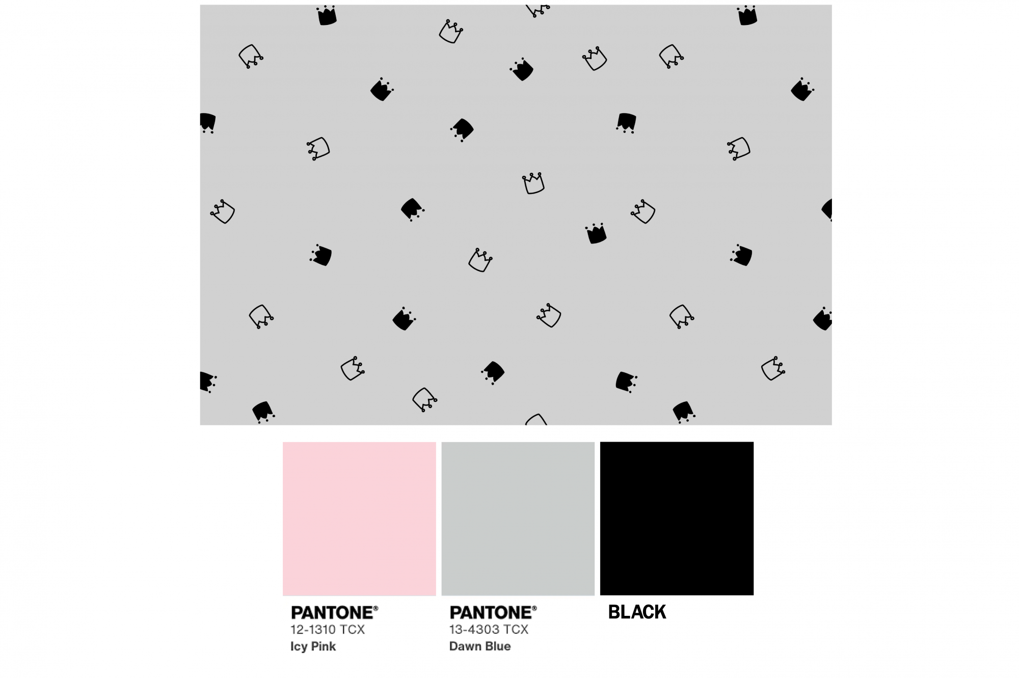 картинка Ткань с принтом Милые короны Т698_5 от компании Руткани