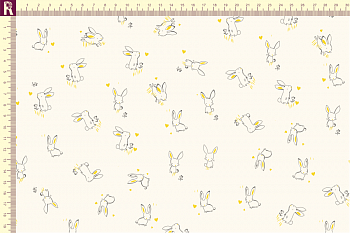 картинка Т507 зайки фон экрю набивка желтый графитовый от компании Руткани