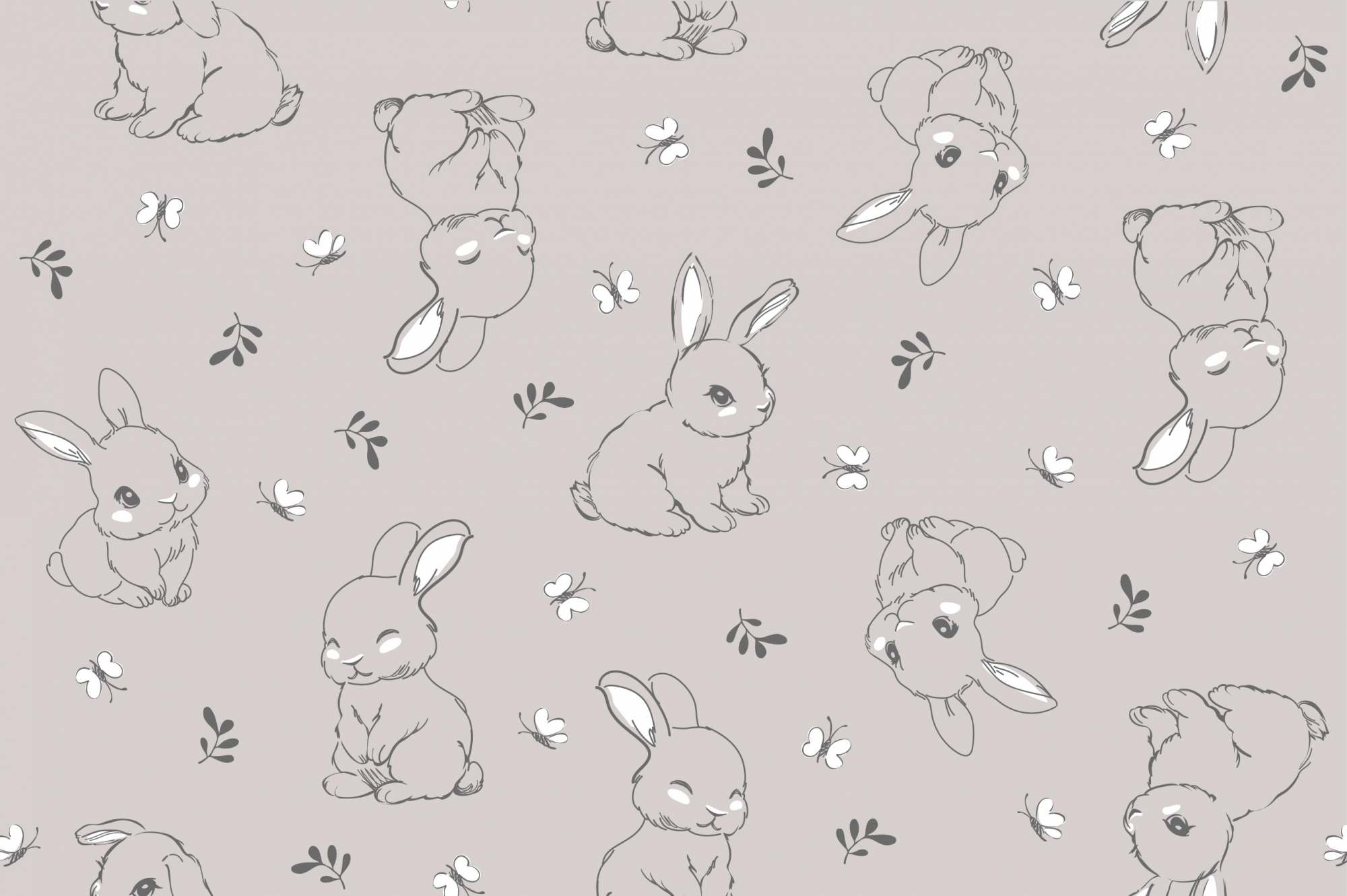 картинка Ткань с принтом Зайчики и бабочки Т617-3 от компании Руткани