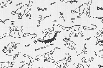 картинка Т523 Дино 1, colour 9000/8001*(ru), Кулирная гладь, 30/1 (ru), пачка 95-100 см, кардная, 145-150 gr, 100% хлопок, принт_пигмент, Rutkani от компании Руткани