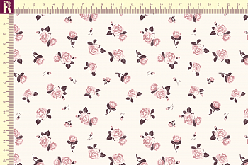 картинка Т613 Маленькие розочки 9050а_4018_4023(бежевые розочки на молочном фоне) от компании Руткани