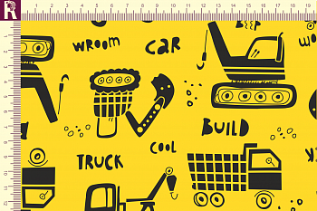 картинка Т661 Тракторы 9003_8009_8009(черные тракторы на желтом фоне) от компании Руткани