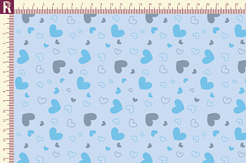 картинка Т127 Сердечки 9061а_8011_7001(серые и голубые сердца на светло-голубом фоне) от компании Руткани